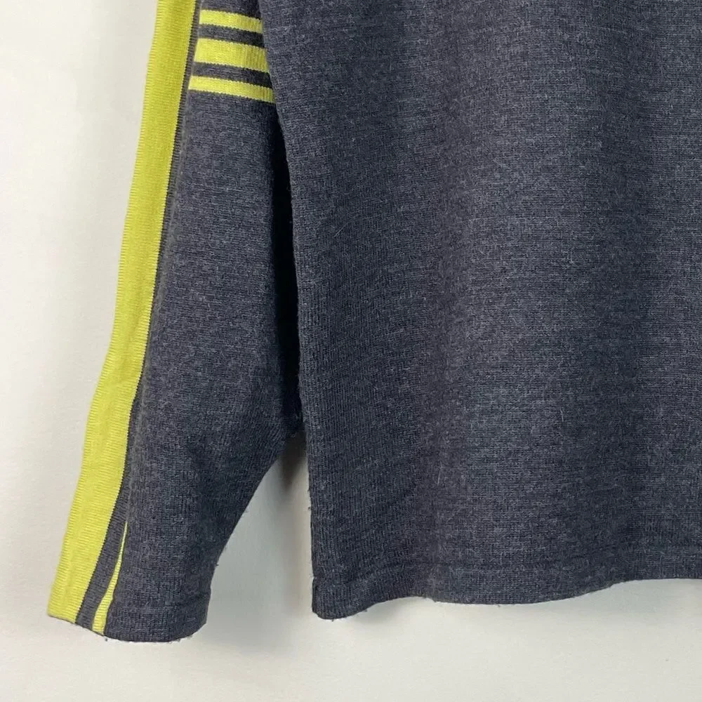 Neve Grey 100% Wool Long Sleeves Mock Neck Quater Zip Sweater‎ Size XL